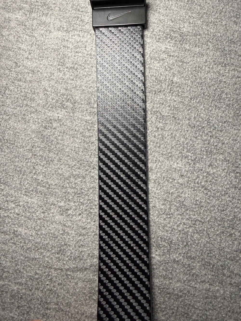Nike Black Carbon Fiber Pattern Leather Belt Black Buckle Men’s Size 36